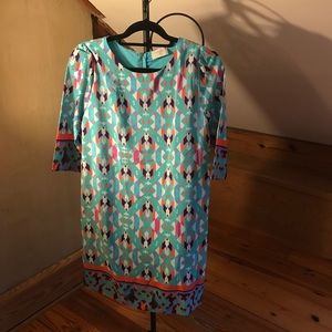 Everly 3/4 Sleeve Teal Red Sheath Dress, EUC, M